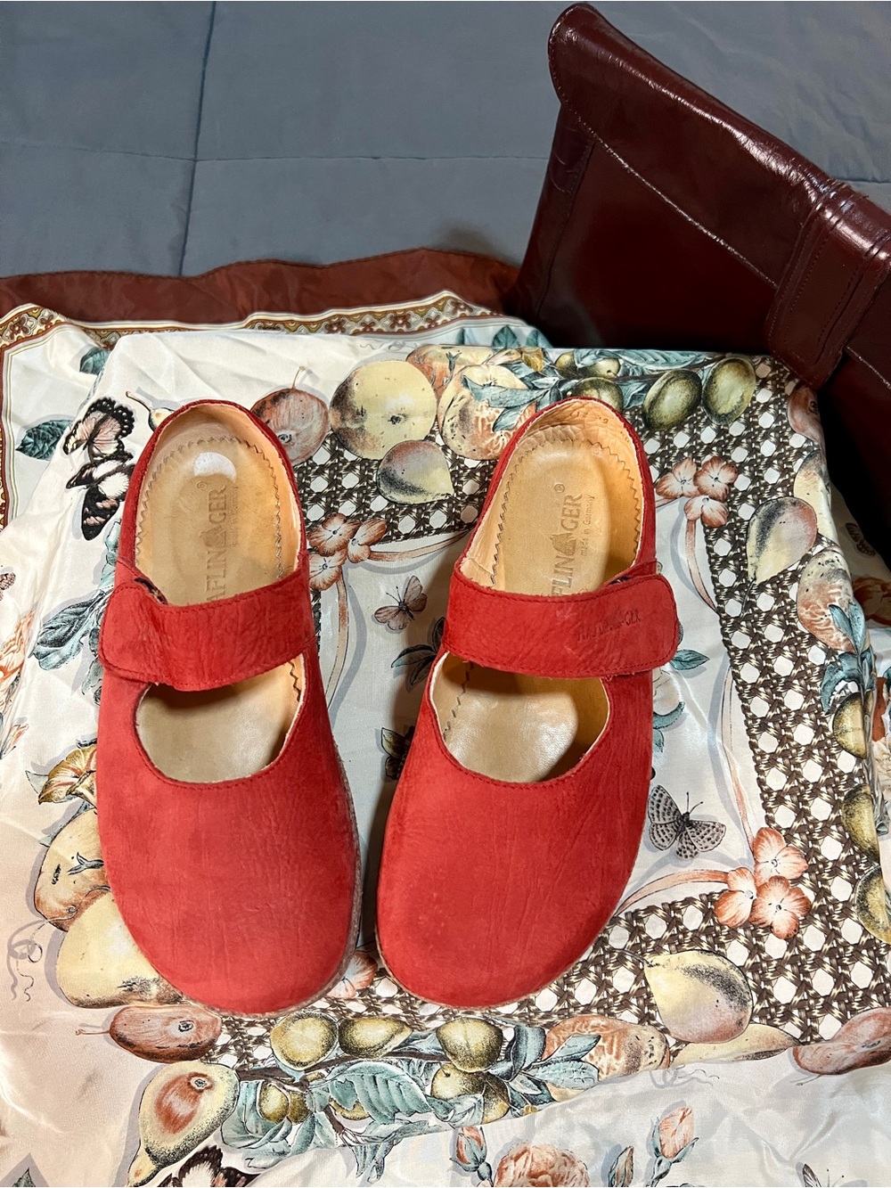 New Haflinger Wms Red Nubuck Cork Comfort Classic Clogs 39